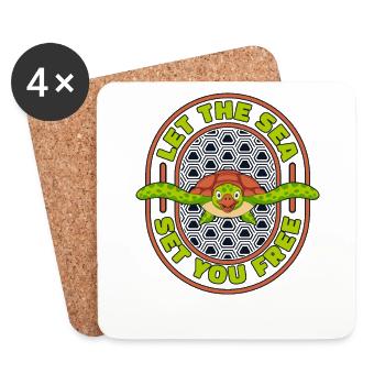 Laissez la mer vous libérer Tortue géante - Dessous de verre (lot de 4) - blanc - Devant