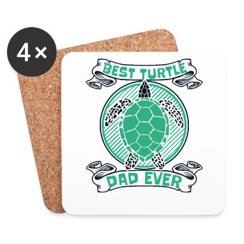 Best Turtle Dad Ever Water Turtle Turtle - Coasters (set of 4) - white - Front