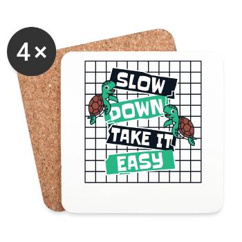 Slow Down Take It Easy Giant Tortoise - Coasters (set of 4) - white - Front