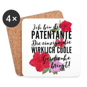Ich bin die beste Patentante der Welt Geschenk - Untersetzer (4er-Set) - Weiß - Vorne