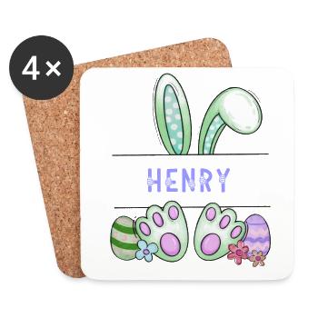 Osterhase, Hase, niedlich - Henry - Untersetzer (4er-Set) - Weiß - Vorne