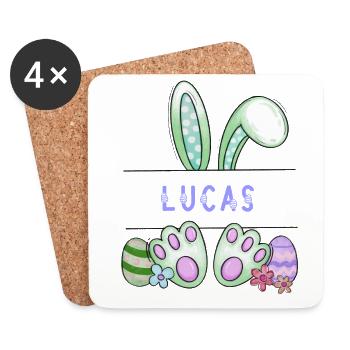 Osterhase, Hase, niedlich - Lucas - Untersetzer (4er-Set) - Weiß - Vorne