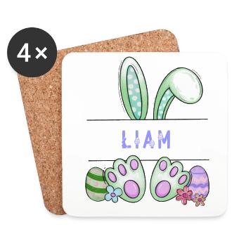Osterhase, Hase, niedlich - Liam - Untersetzer (4er-Set) - Weiß - Vorne