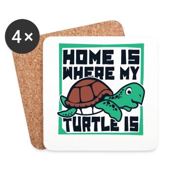 Home Is Where My Turtle Is Tortoise - Coasters (set of 4) - white - Front