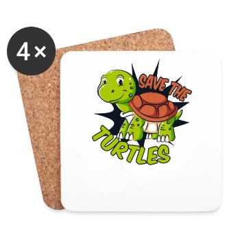 Save The Turtles Riesenschildkröte Schildkröte - Untersetzer (4er-Set) - Weiß - Vorne