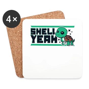 Shell oui tortue géante tortue - Dessous de verre (lot de 4) - blanc - Devant