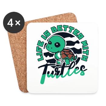 Life is better with turtles tortoise - Coasters (set of 4) - white - Front