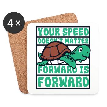 Speed Doesn't Matter Forward Is Forward - Coasters (set of 4) - white - Front
