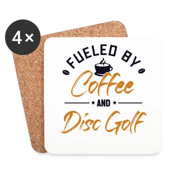 Alimenté par le café et le disc golf Disc Golfer - Dessous de verre (lot de 4) - blanc - Devant