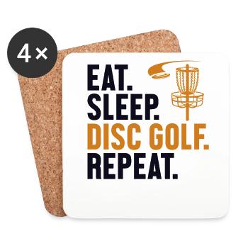 Manger Sleep Disc Golf Répéter Disc Golfer Frisbee - Dessous de verre (lot de 4) - blanc - Devant