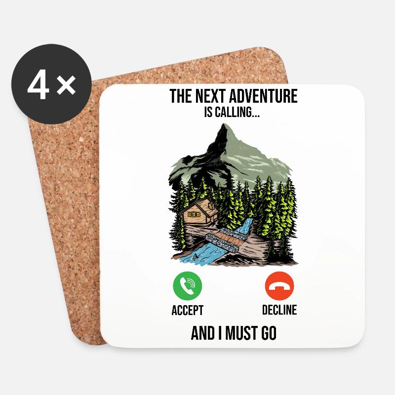 Das Nächste Abenteuer Ruft Wanderer Camp - Untersetzer (4er-Set) - Weiß