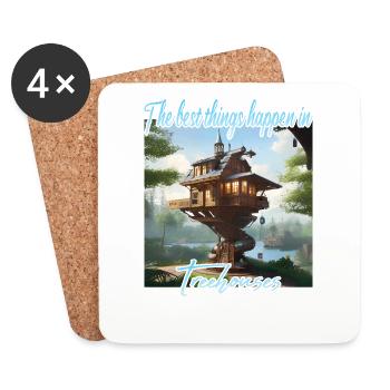 Treehouse - Best Things Happen - Coasters (set of 4) - white - Front
