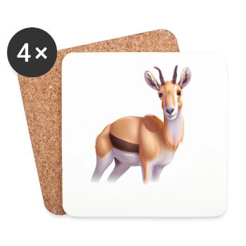 Antilope saïga - Dessous de verre (lot de 4) - blanc - Devant
