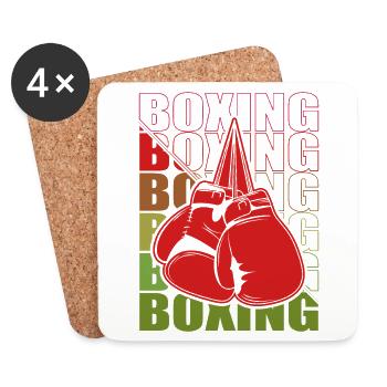 Boxen Arts Martiaux Boxe Box Club Boxeur - Dessous de verre (lot de 4) - blanc - Devant