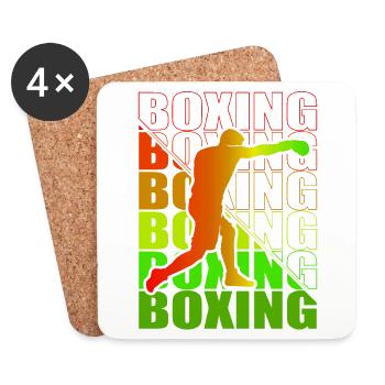 Boxen Martial Arts Boxing Box Club Boxer - Coasters (set of 4) - white - Front