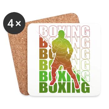 Boxen Arts Martiaux Boxe Box Club Boxeur - Dessous de verre (lot de 4) - blanc - Devant
