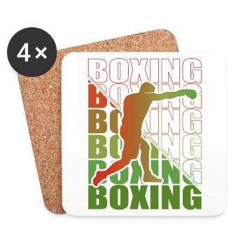 Boxen Arts Martiaux Boxe Box Club Boxeur - Dessous de verre (lot de 4) - blanc - Devant