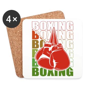 Boxen Arts Martiaux Boxe Box Club Boxeur - Dessous de verre (lot de 4) - blanc - Devant