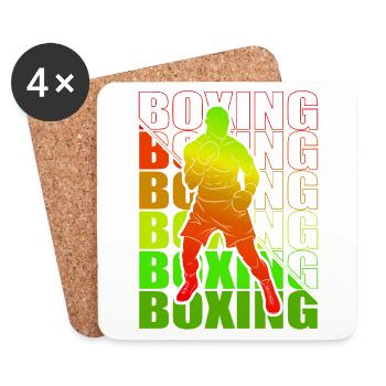 Boxen Arts Martiaux Boxe Box Club Boxeur - Dessous de verre (lot de 4) - blanc - Devant