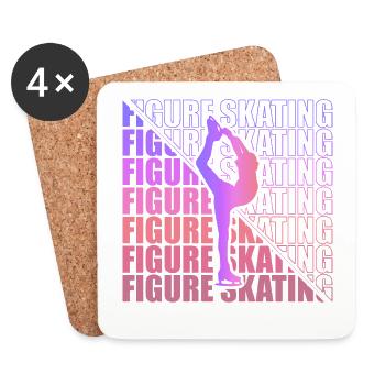 Club de patinage artistique Patinage artistique féminin - Dessous de verre (lot de 4) - blanc - Devant