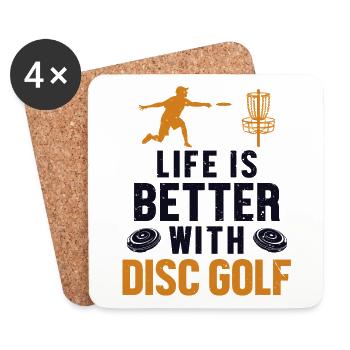 La vie est meilleure avec Disc Golf Frisbee Golf - Dessous de verre (lot de 4) - blanc - Devant