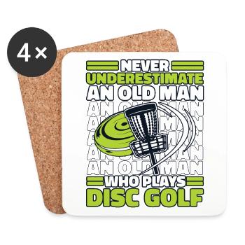 Ne sous-estimez jamais un vieil homme Frisbee Golf - Dessous de verre (lot de 4) - blanc - Devant