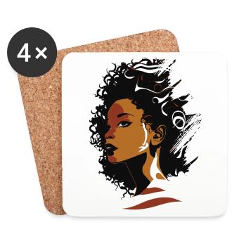 Juneteenth Melanin Queen - Beautiful Afro Woman - Coasters (set of 4) - white - Front