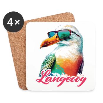Langeoog holiday cool colorful seagull with sunglasses - Coasters (set of 4) - white - Front