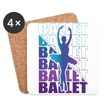 Ballet, Ballerine, Fille, Fille, Danse - Dessous de verre (lot de 4) - blanc - Devant