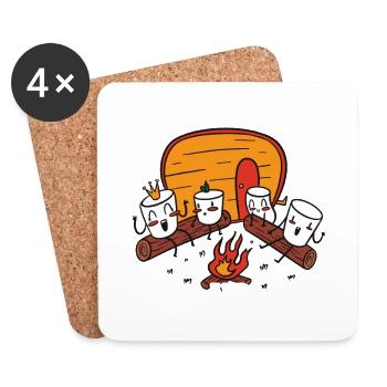 Faites griller des guimauves et créez des souvenirs - Dessous de verre (lot de 4) - blanc - Devant