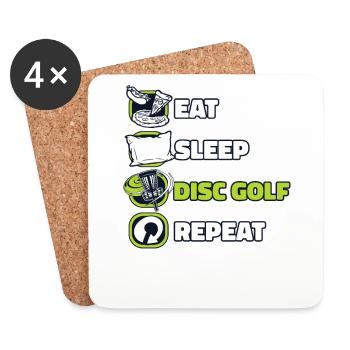Mangez Sleep Disc Golf Repeat Basket Disc Disc - Dessous de verre (lot de 4) - blanc - Devant