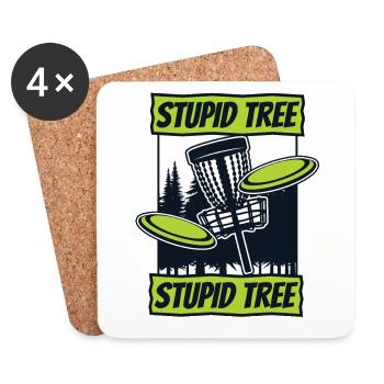 Stupid Tree Frisbee Golf Basket Disc Disc Golfer - Dessous de verre (lot de 4) - blanc - Devant