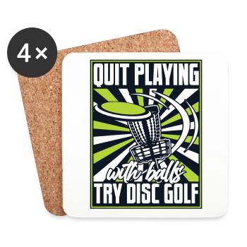 Arrêtez de jouer avec des balles Disc Golfer Frisbee Golf - Dessous de verre (lot de 4) - blanc - Devant