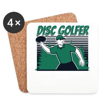 Disc Golfer Disc Golfer Frisbee Golf Basket Disc - Dessous de verre (lot de 4) - blanc - Devant