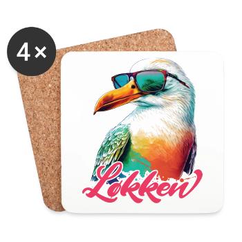 Loecken Urlaub coole bunte Möwe mit Sonnenbrille - Untersetzer (4er-Set) - Weiß - Vorne
