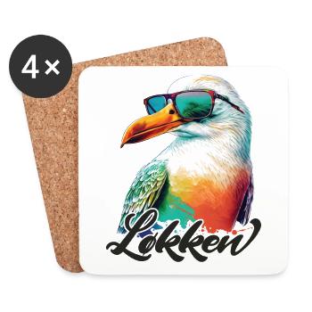 Loecken Urlaub coole bunte Möwe mit Sonnenbrille - Untersetzer (4er-Set) - Weiß - Vorne