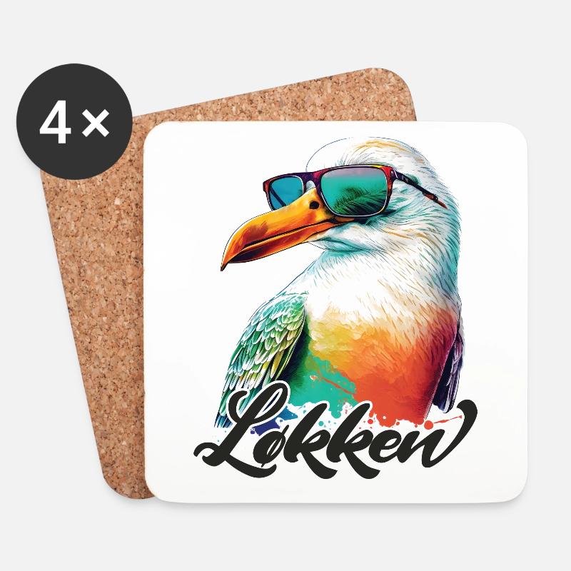 Loecken Urlaub coole bunte Möwe mit Sonnenbrille - Untersetzer (4er-Set) - Weiß
