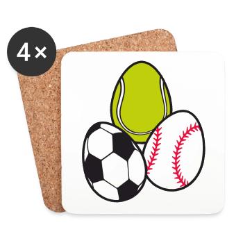 Tennis Raquette Sports Football Baseball Easter Eggs - Dessous de verre (lot de 4) - blanc - Devant