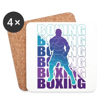 Boxen Arts Martiaux Boxe Box Club Boxeur - Dessous de verre (lot de 4) - blanc - Devant