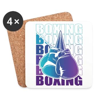 Boxen Arts Martiaux Boxe Box Club Boxeur - Dessous de verre (lot de 4) - blanc - Devant