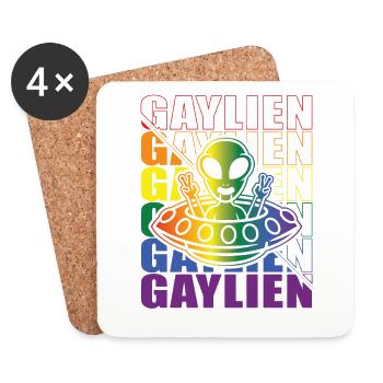 Gender Lesbian, Gay, Trans, Queer Rainbow - Coasters (set of 4) - white - Front