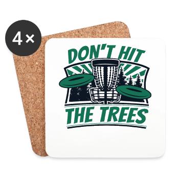 Ne frappez pas les arbres Frisbee Golf Basket Disc - Dessous de verre (lot de 4) - blanc - Devant