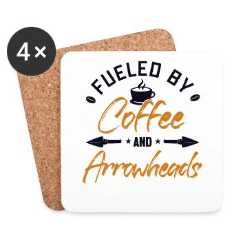 Fueled by Coffee and Arrowheads Hunting Tips - Coasters (set of 4) - white - Front