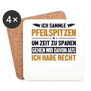 Pfeilspitzensammler hat immer Recht Jagdspitzen - Untersetzer (4er-Set) - Weiß - Vorne