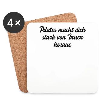 Pilates - Pilates macht dich stark von Innen - Untersetzer (4er-Set) - Weiß - Vorne