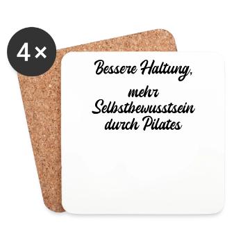 Pilates - Bessere Haltung, mehr Selbstbewusstsein - Untersetzer (4er-Set) - Weiß - Vorne