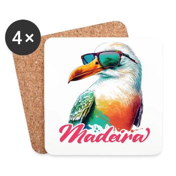 Madeira Holiday Cool Colorful Seagull with Sunglasses - Coasters (set of 4) - white - Front