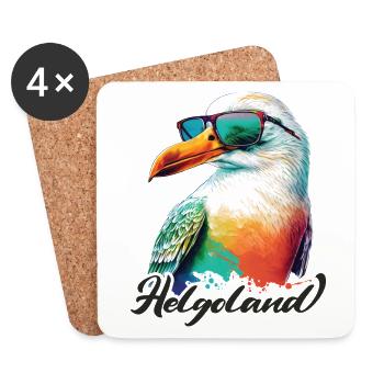 Helgoland Urlaub coole bunte Möwe mit Sonnenbrille - Untersetzer (4er-Set) - Weiß - Vorne
