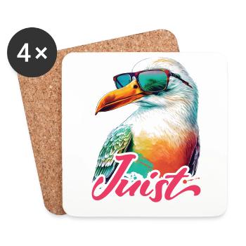 Juist Urlaub coole bunte Möwe mit Sonnenbrille - Untersetzer (4er-Set) - Weiß - Vorne
