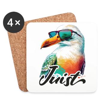 Juist Urlaub coole bunte Möwe mit Sonnenbrille - Untersetzer (4er-Set) - Weiß - Vorne